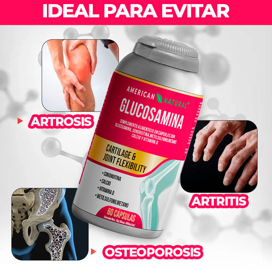GLUCOSAMINA -AMERICAN NATURAL-¡¡CUIDA TUS ARTICULACIONES Y TUS HUESOS DE FORMA NATURAL!!🌱💪